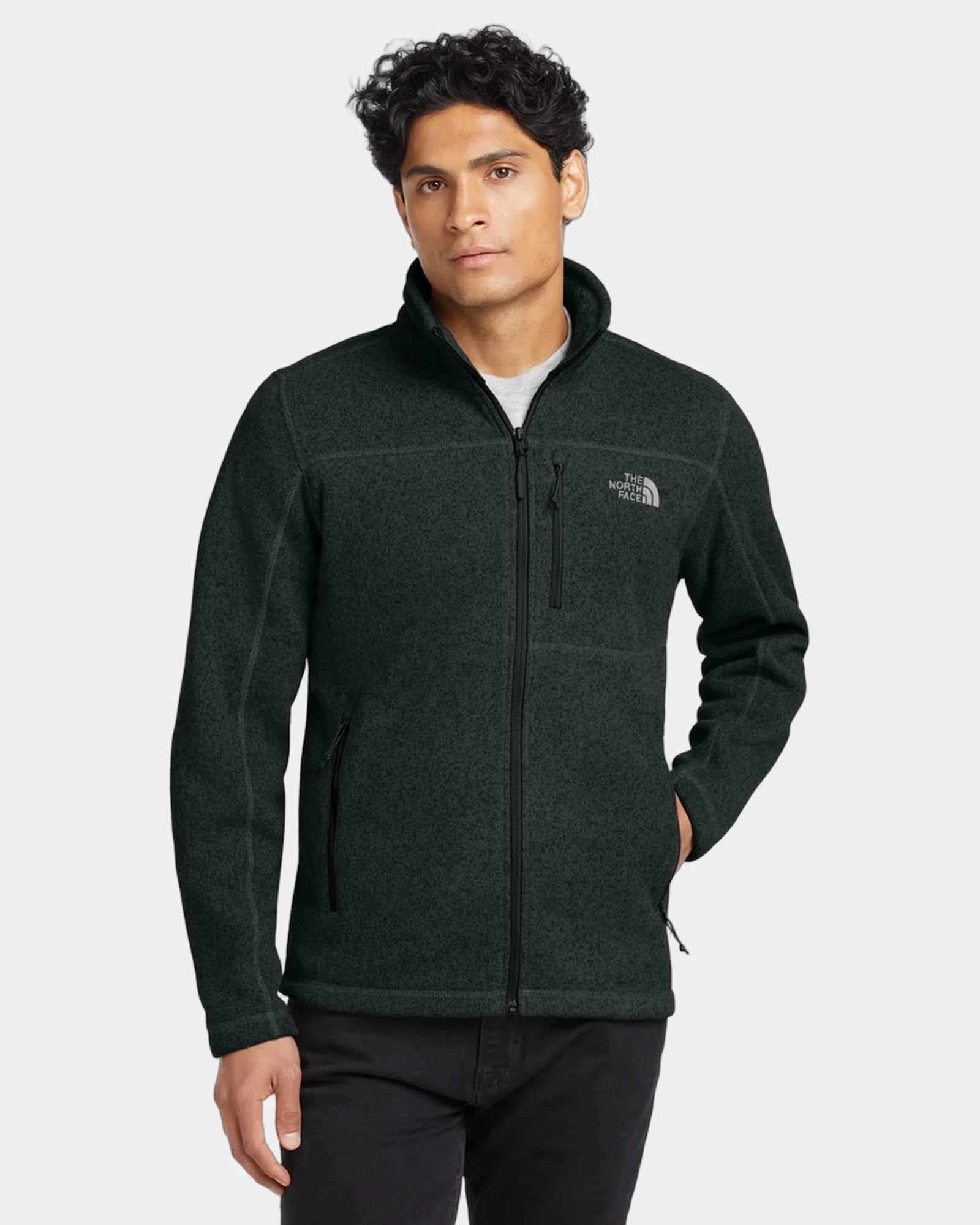 Custom recycled polyester The North Face fleece jacket - Tnf Black Heather