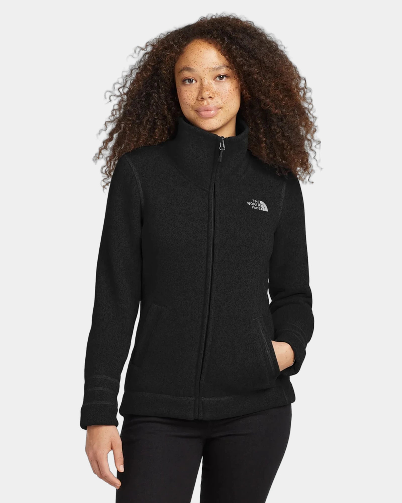 Custom recycled polyester The North Face fleece jacket - Tnf Black Heather