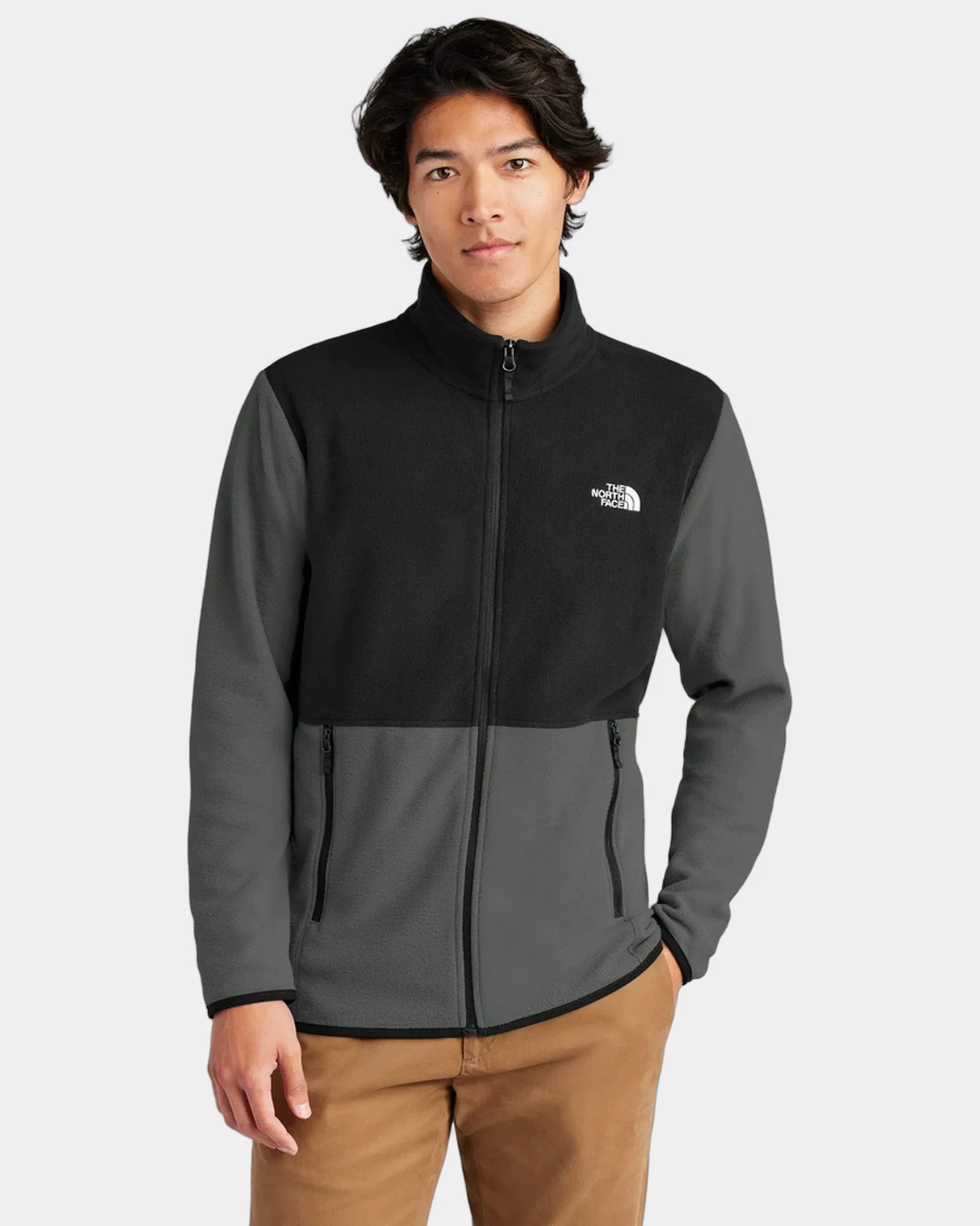 Custom recycled fleece jacket The North Face Glacier - Asphalt Grey/ Tnf Black
