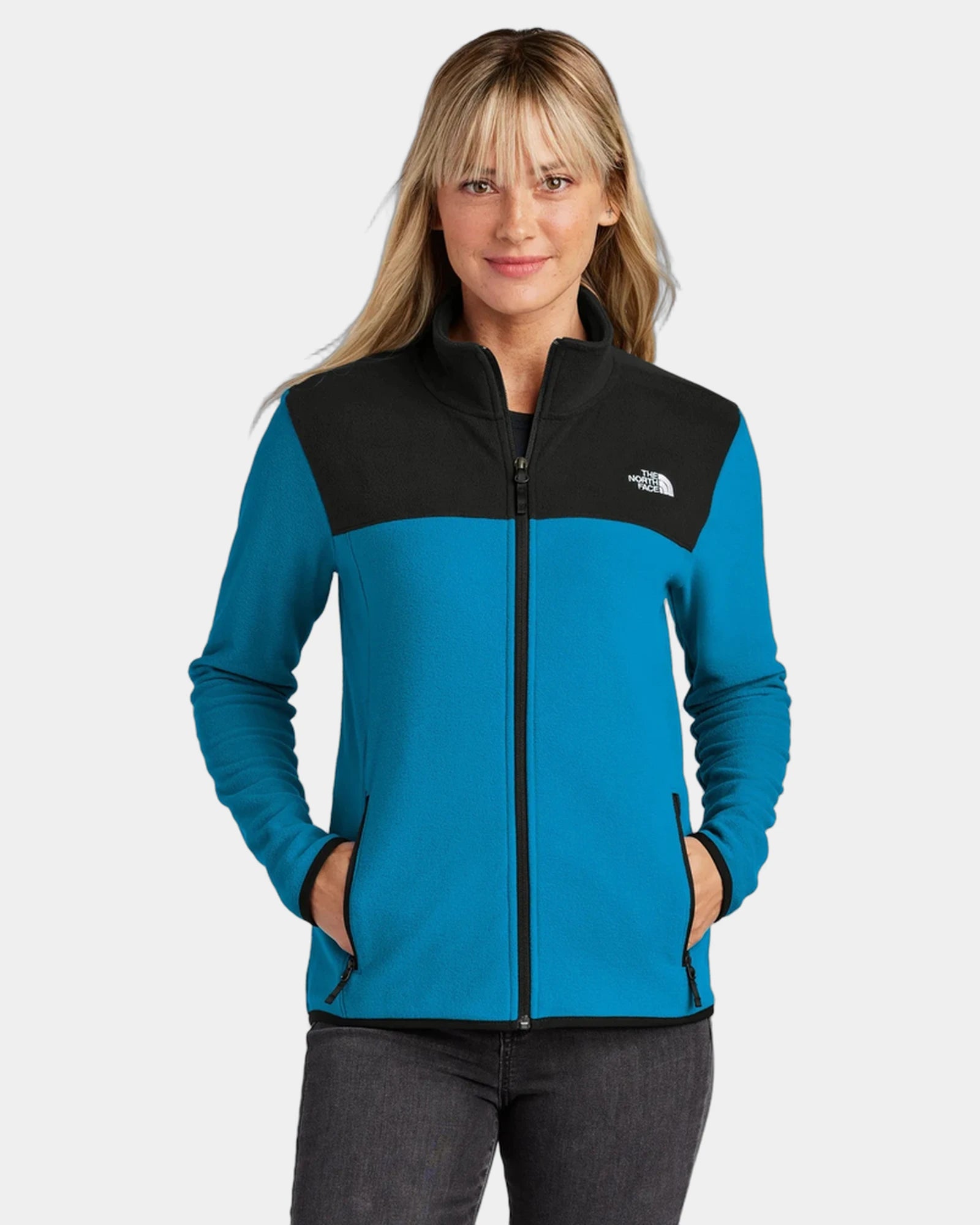 Custom recycled fleece The North Face Glacier full-zip - Hero Blue/ Tnf Black