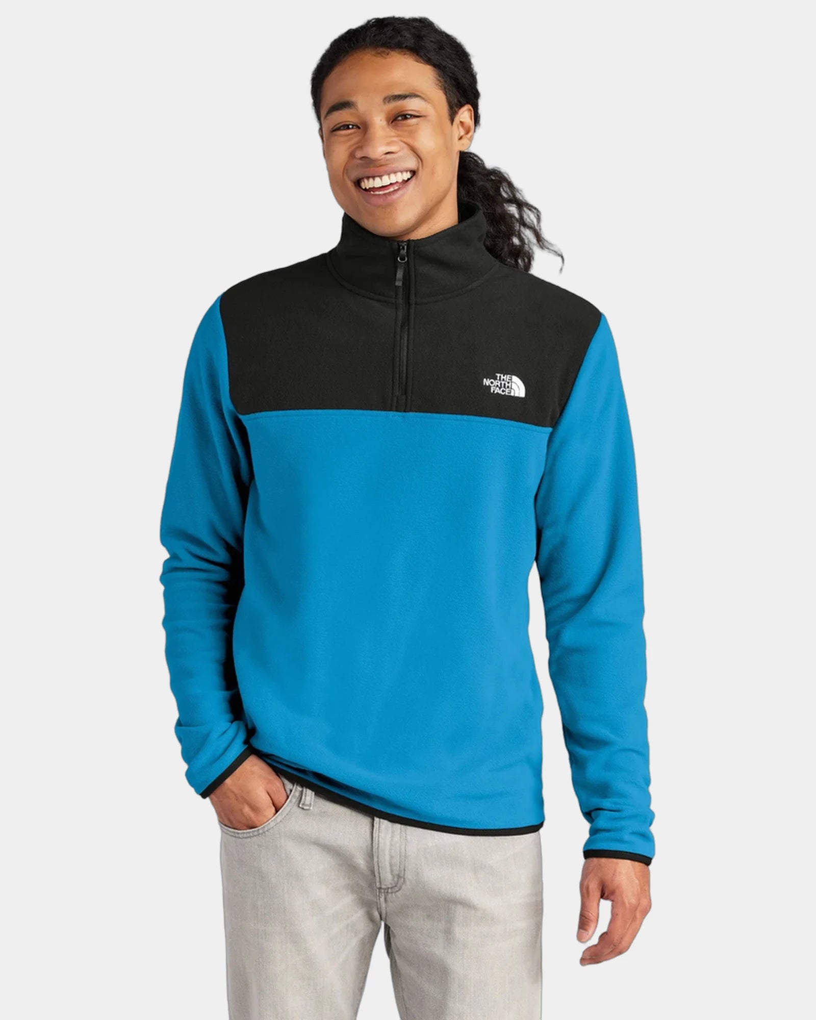 Custom recycled fleece The North Face Glacier 1/4-Zip - Hero Blue/ Tnf Black