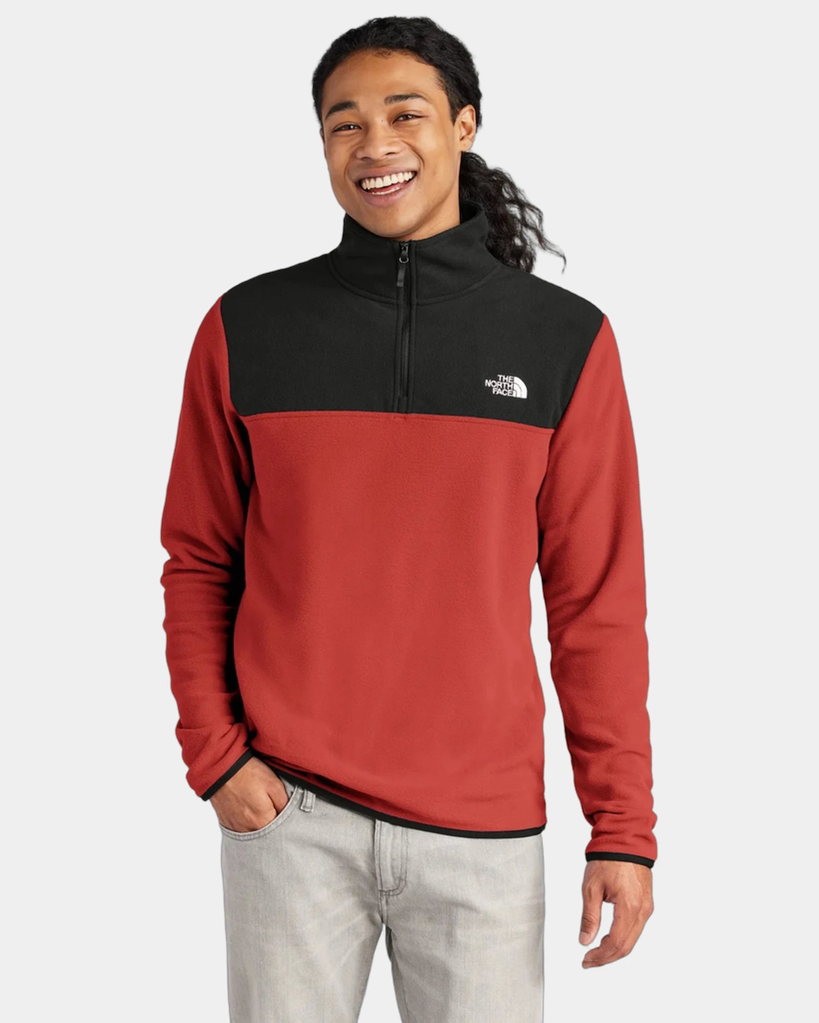 Custom recycled fleece The North Face Glacier 1/4-Zip - Rage Red/ Tnf Black