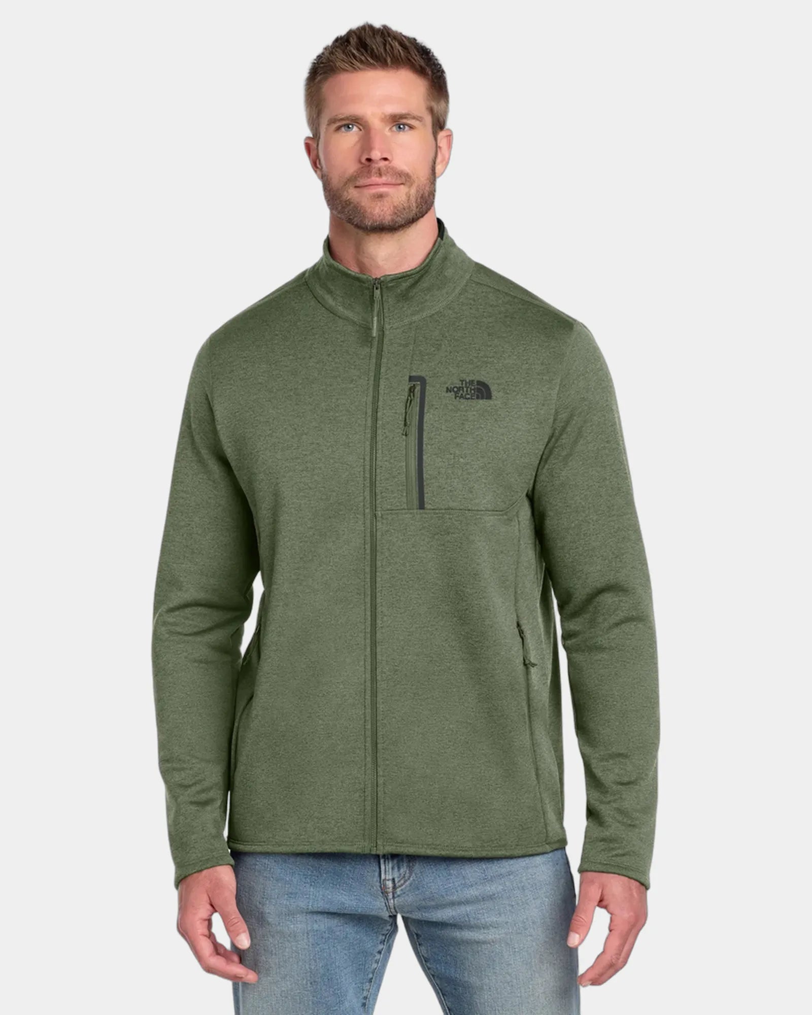 Custom recycled fleece jacket The North Face Skyline - Four Leaf Clover Heather