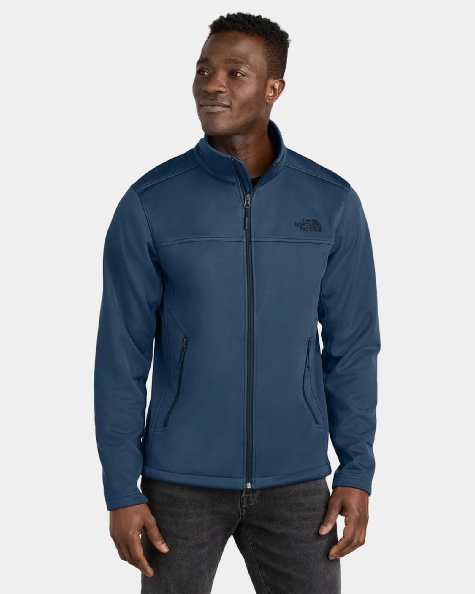 Custom recycled soft shell jacket The North Face Ridgewall - Shady Blue