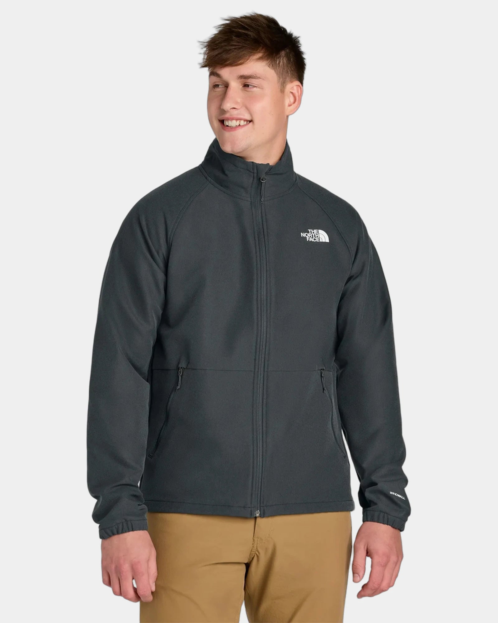 Custom recycled soft shell jacket The North Face Barr Lake - Asphalt Grey Dark Heather