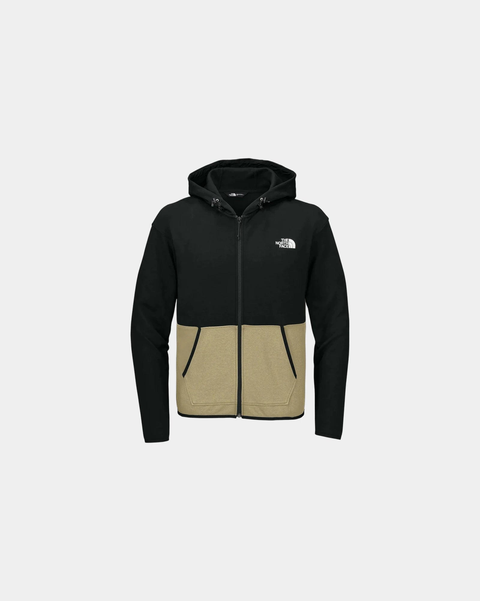 Custom double-knit full-zip hoodie The North Face - Khaki Stone/ Tnf Black