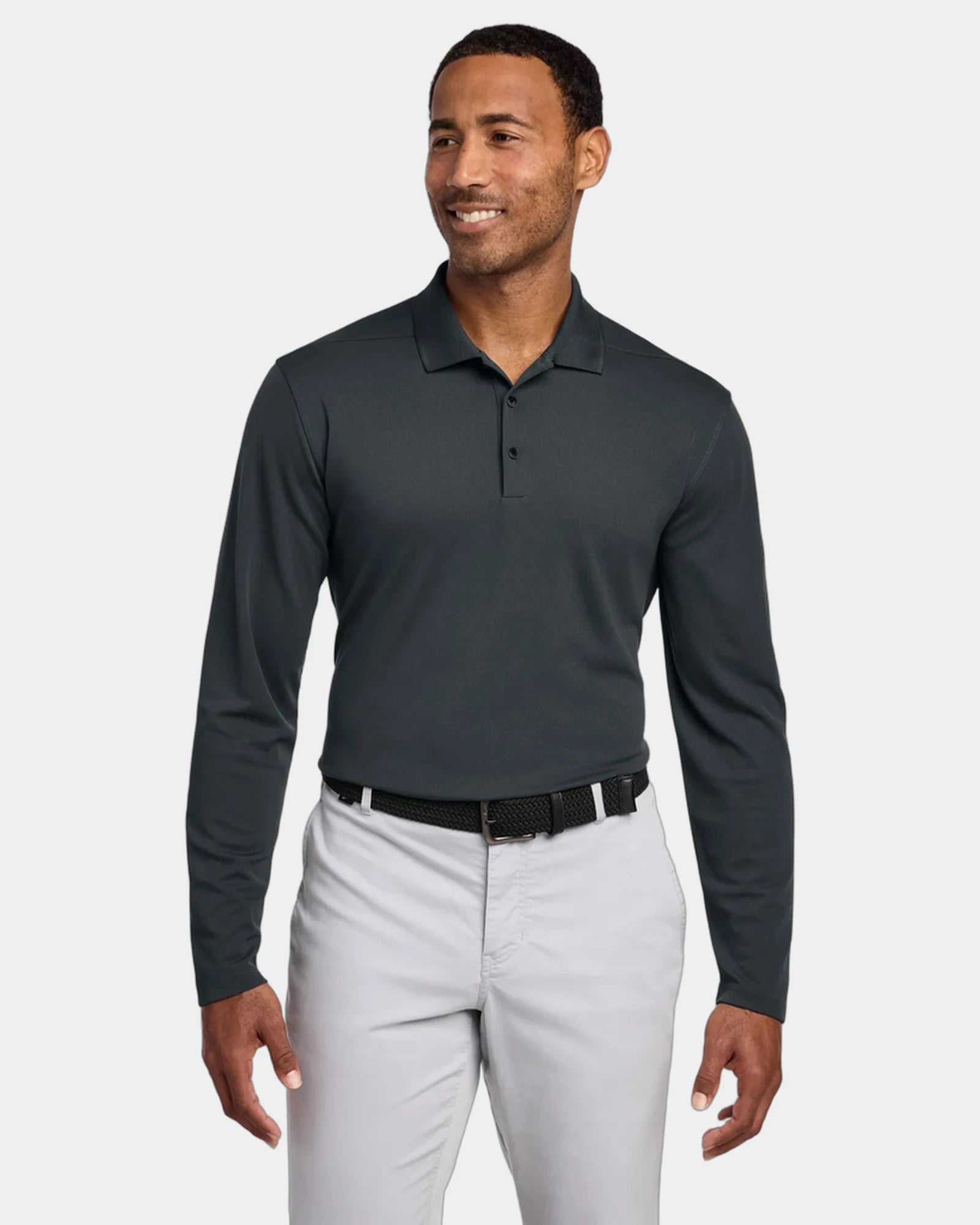 Custom Dri-FIT Micro Pique 2.0 Long Sleeve Polo - Anthracite
