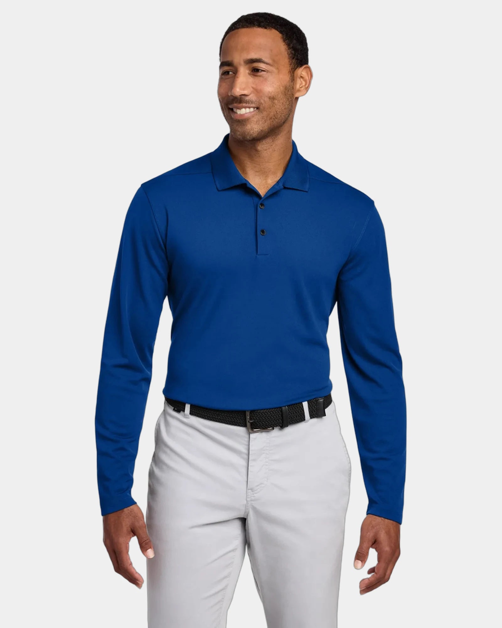 Custom Dri-FIT Micro Pique 2.0 Long Sleeve Polo - Gym Blue