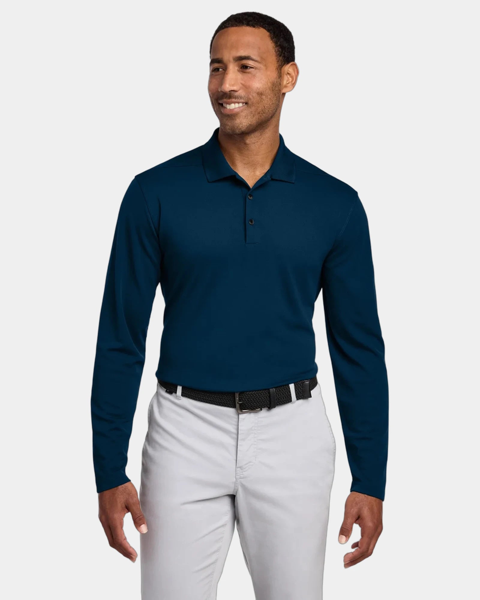 Custom Dri-FIT Micro Pique 2.0 Long Sleeve Polo - Navy