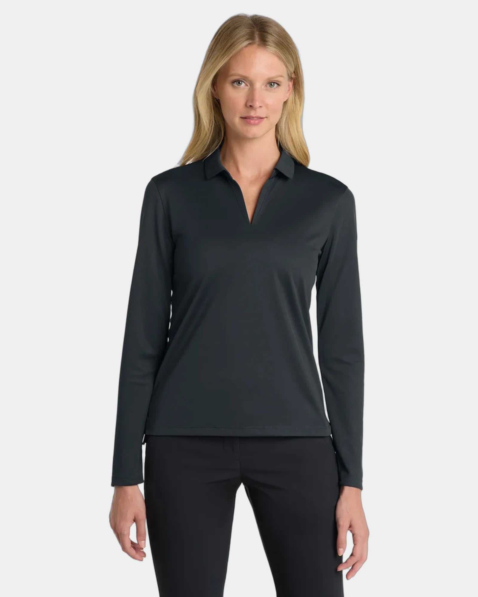 Custom Dri-FIT Nike Women's Long Sleeve Polo Shirt - Anthracite