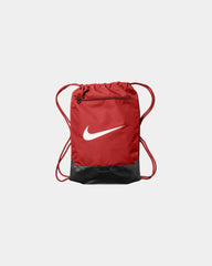 Custom recycled polyester Nike Brasilia drawstring pack - University Red