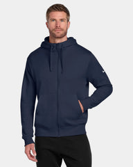 Custom fleece full-zip hoodie Nike Club Swoosh - Midnight Navy