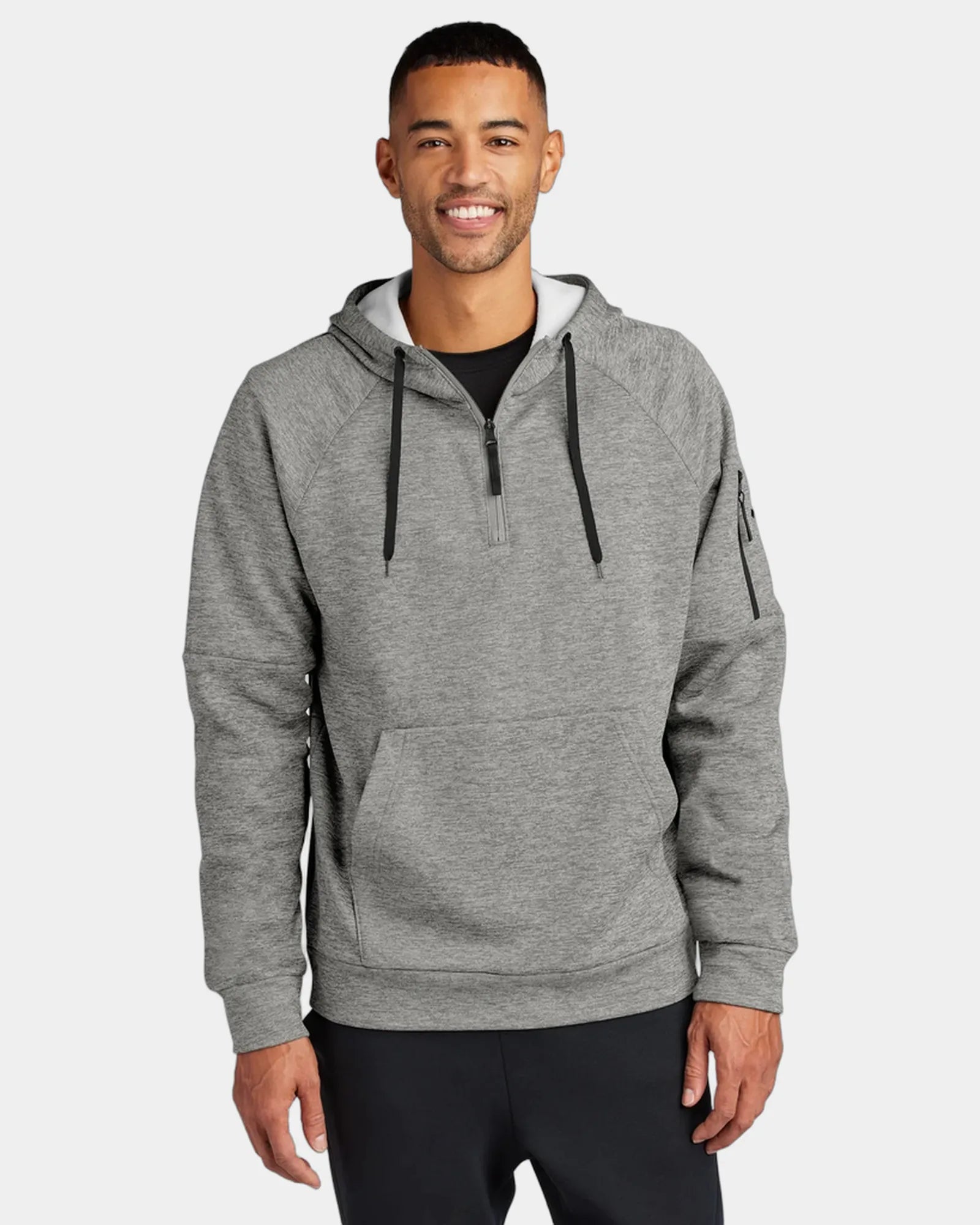 Branded recycled fleece Nike Therma-FIT 1/4-zip hoodie - Dark Grey Heather