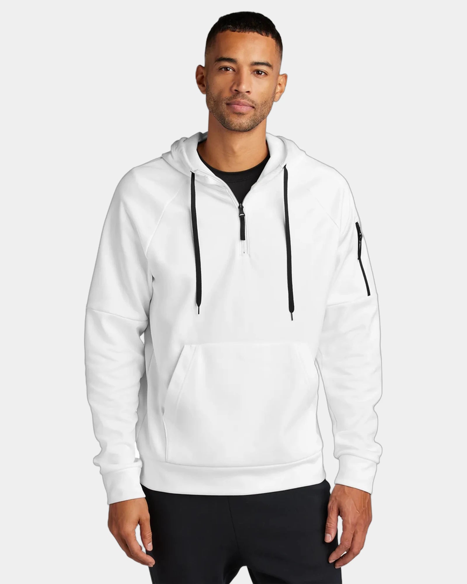 Branded recycled fleece Nike Therma-FIT 1/4-zip hoodie - White