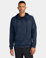 Branded recycled fleece Nike Therma-FIT 1/4-zip hoodie - Navy
