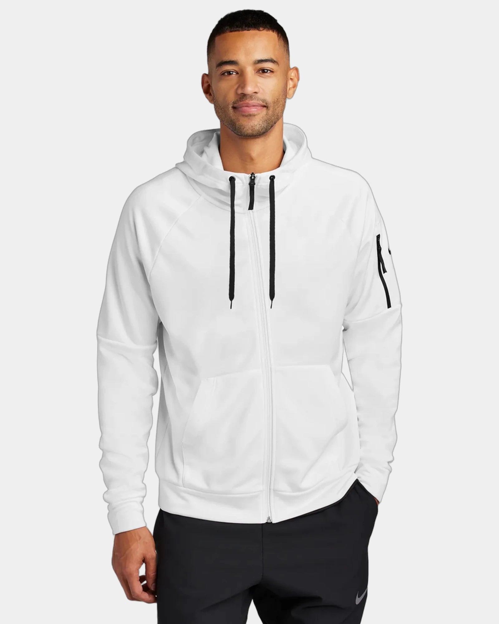 Custom Nike Therma-FIT Pocket Full-Zip Fleece Hoodie - White
