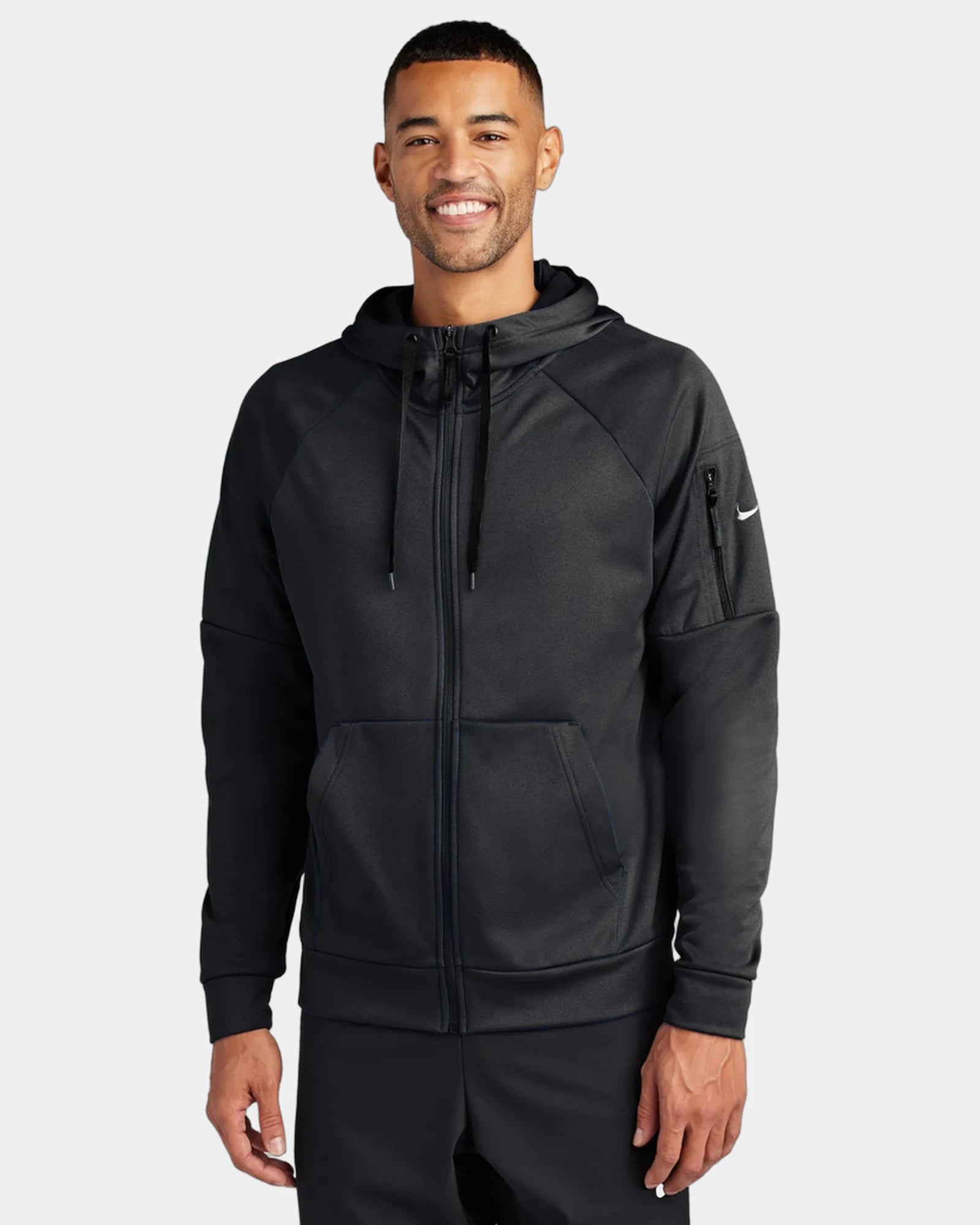 Custom Nike Therma-FIT Pocket Full-Zip Fleece Hoodie - Black