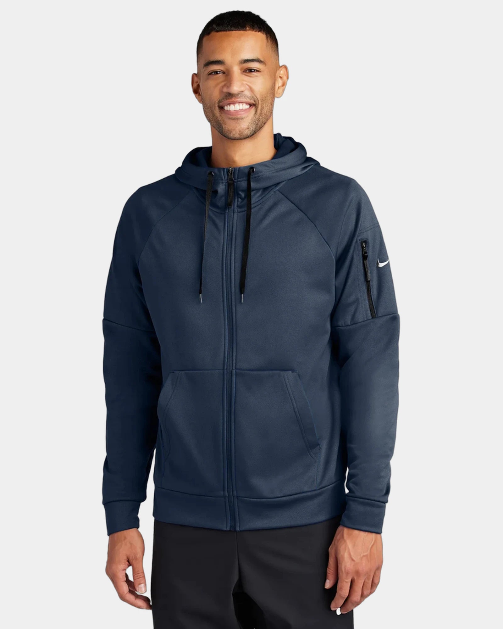 Custom Nike Therma-FIT Pocket Full-Zip Fleece Hoodie - Navy