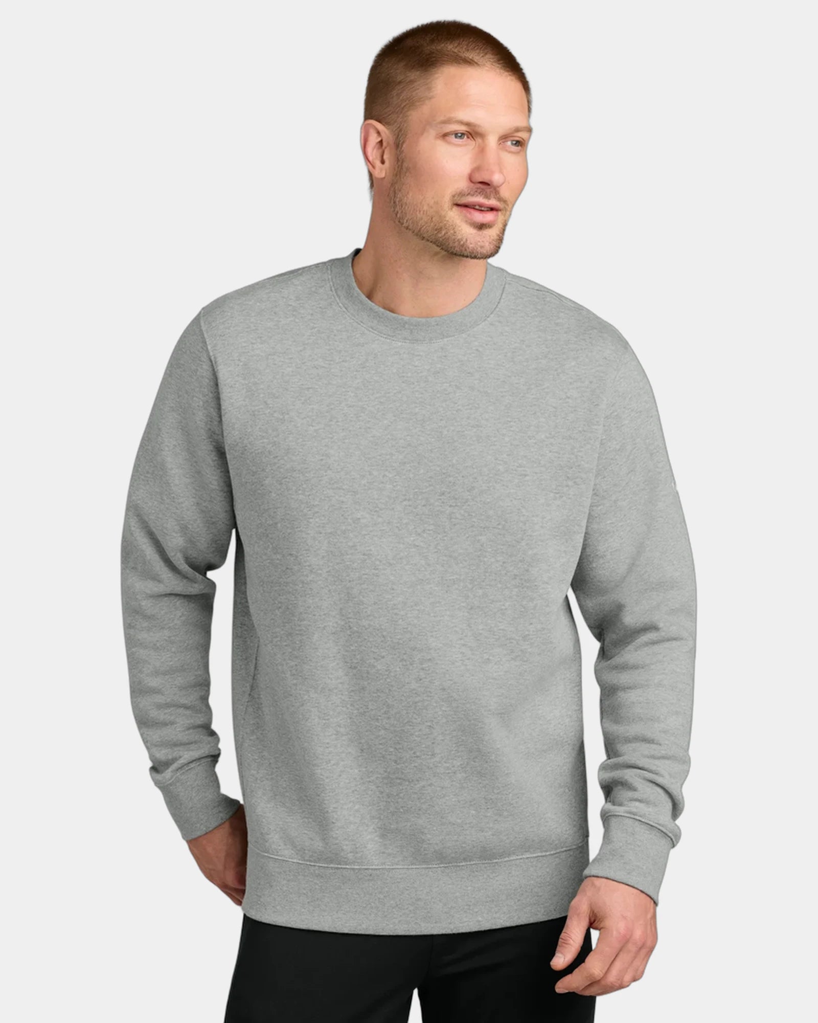 Custom fleece crew Nike Club Fleece Sleeve Swoosh - Dark Grey Heather