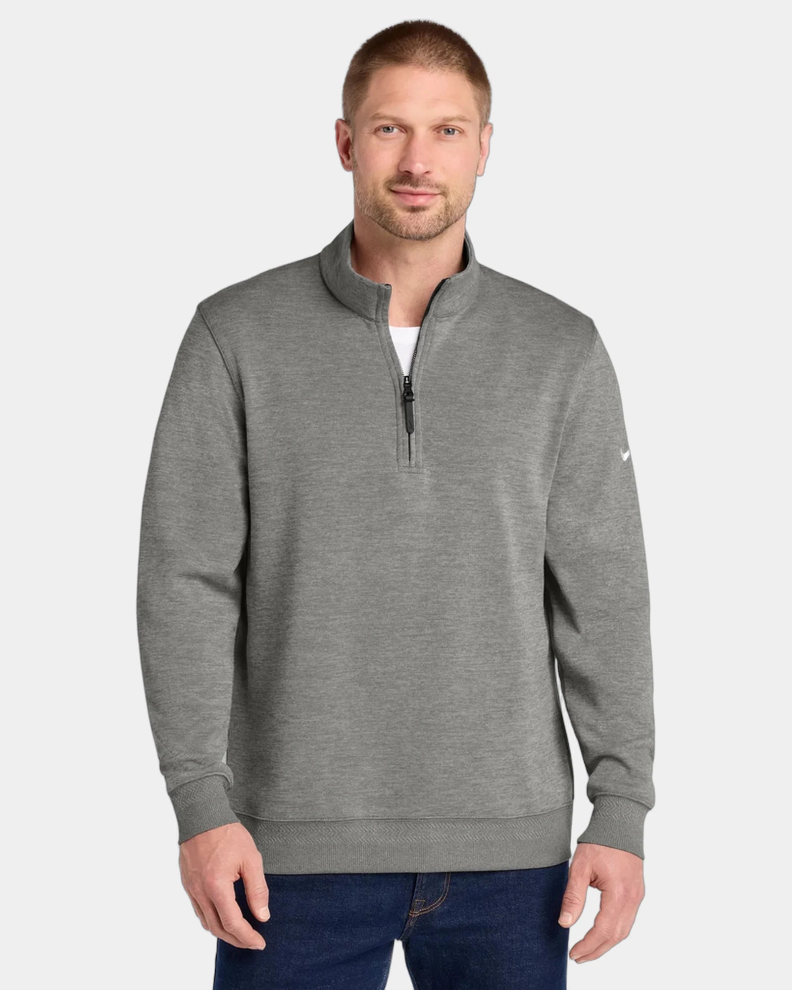 Custom recycled polyester Nike Dri-FIT 1/2-zip pullover - Grey