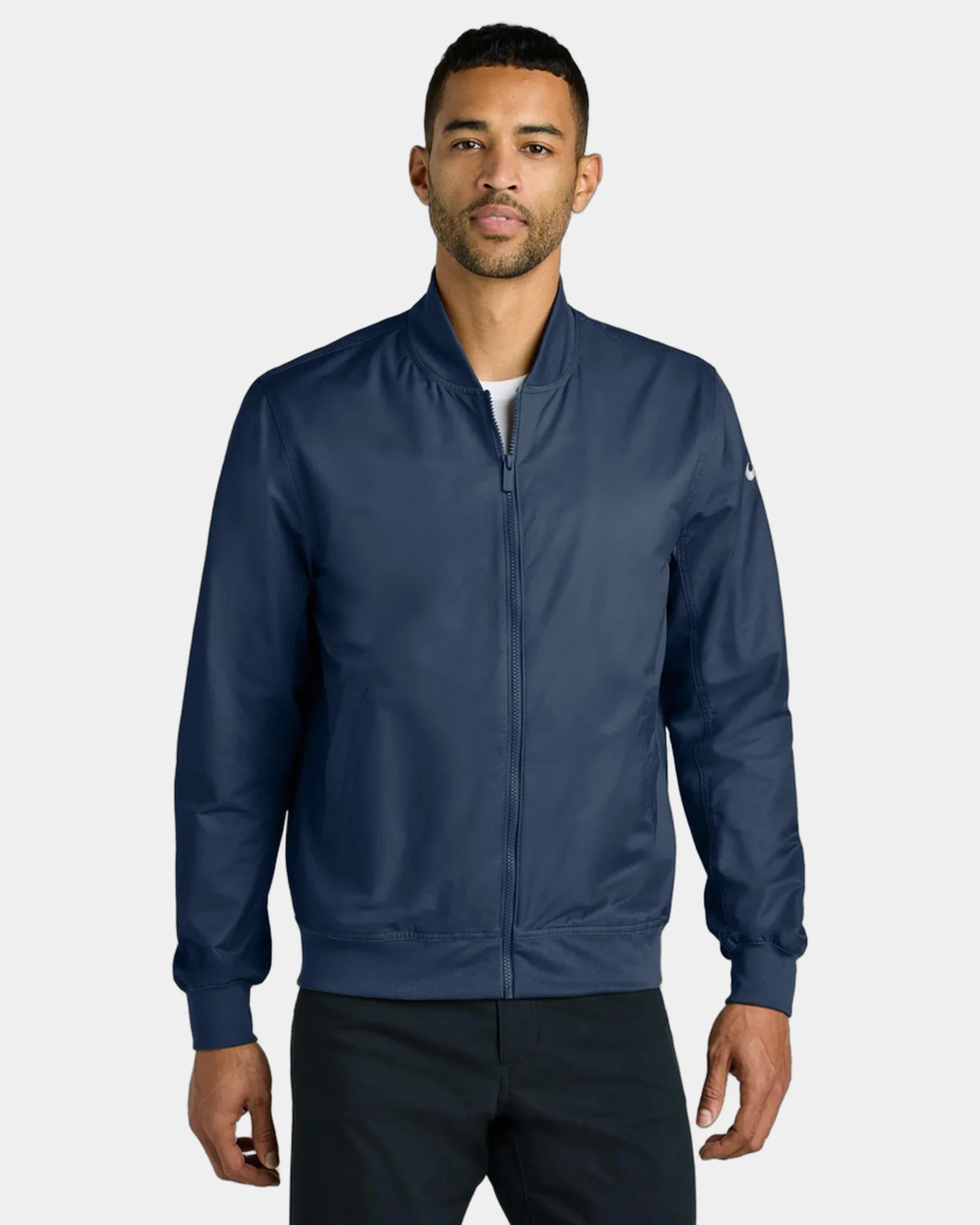 Custom cotton/nylon bomber jacket Nike with Swoosh logo - Midnight Navy