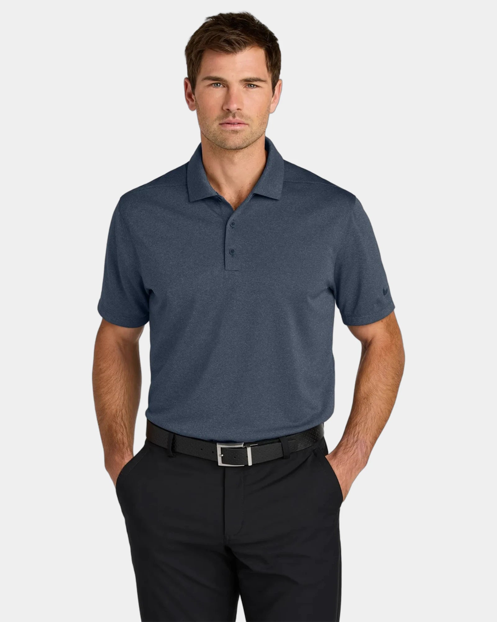 Custom recycled polyester polo Nike Dri-FIT Smooth Heather - Navy Heather