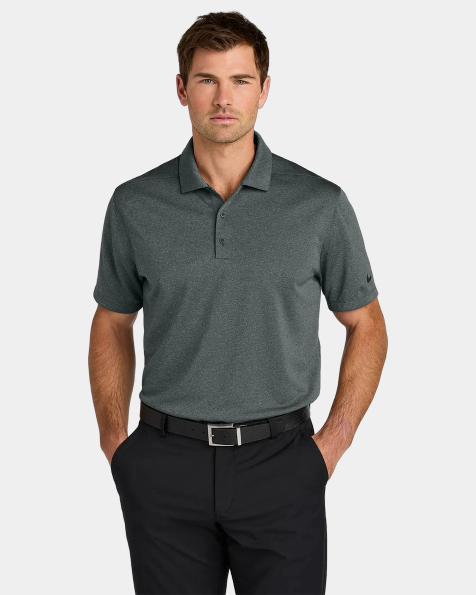Custom recycled polyester polo Nike Dri-FIT Smooth Heather - Anthracite Heather