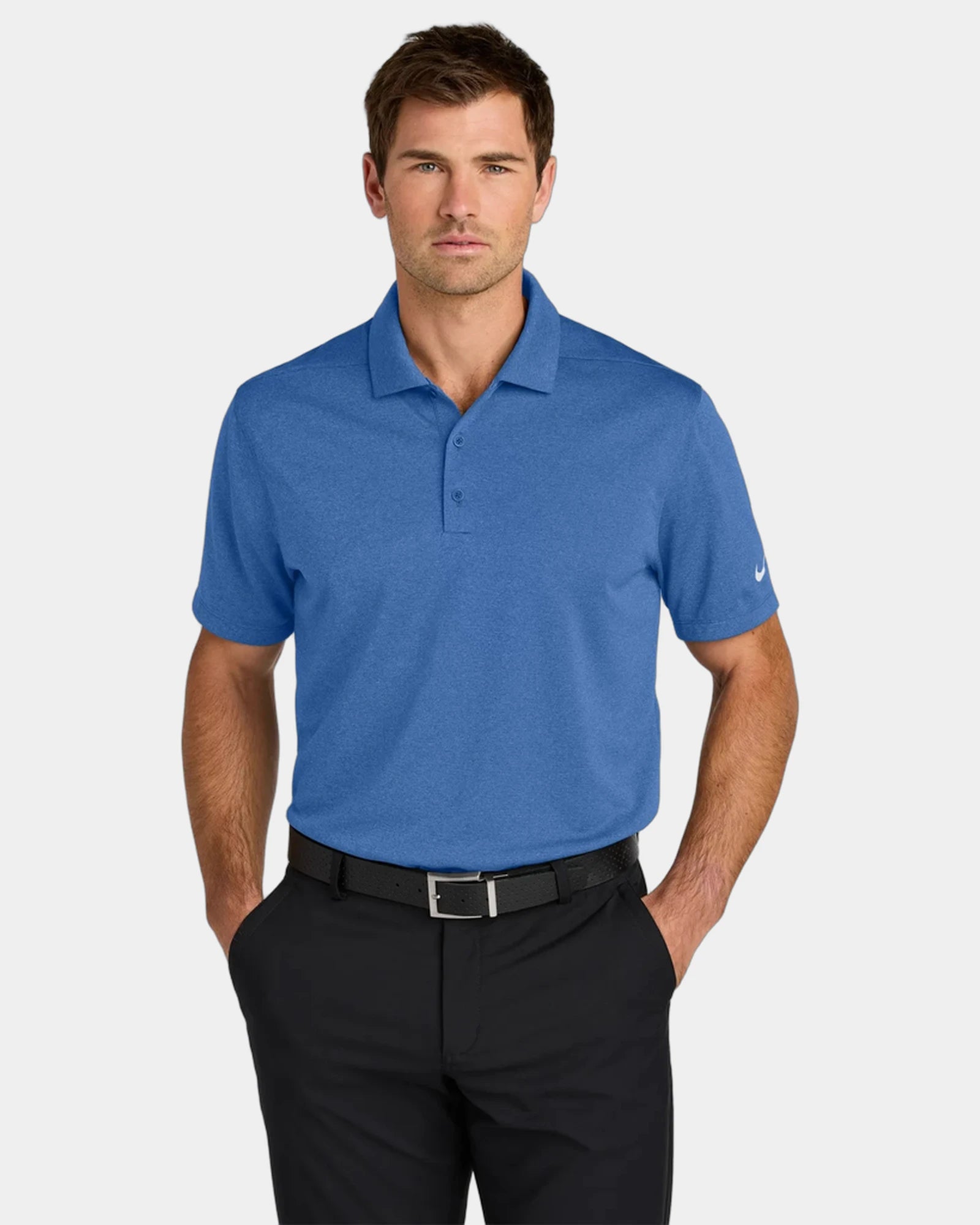 Custom recycled polyester polo Nike Dri-FIT Smooth Heather - Game Royal Heather