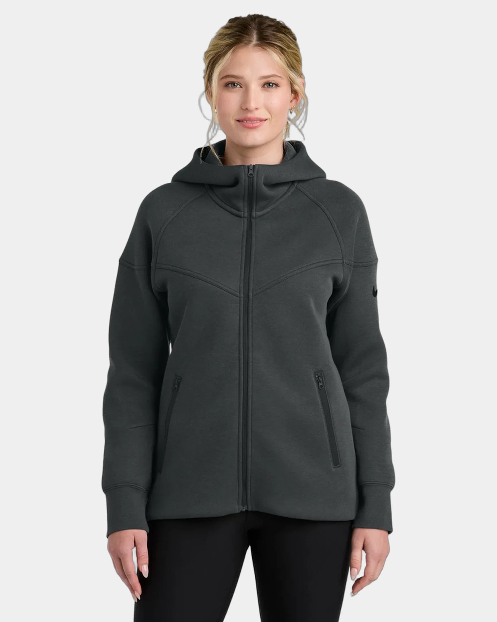 Custom 9.1-oz full-zip hoodie Nike Women's Tech Fleece - Anthracite Heather