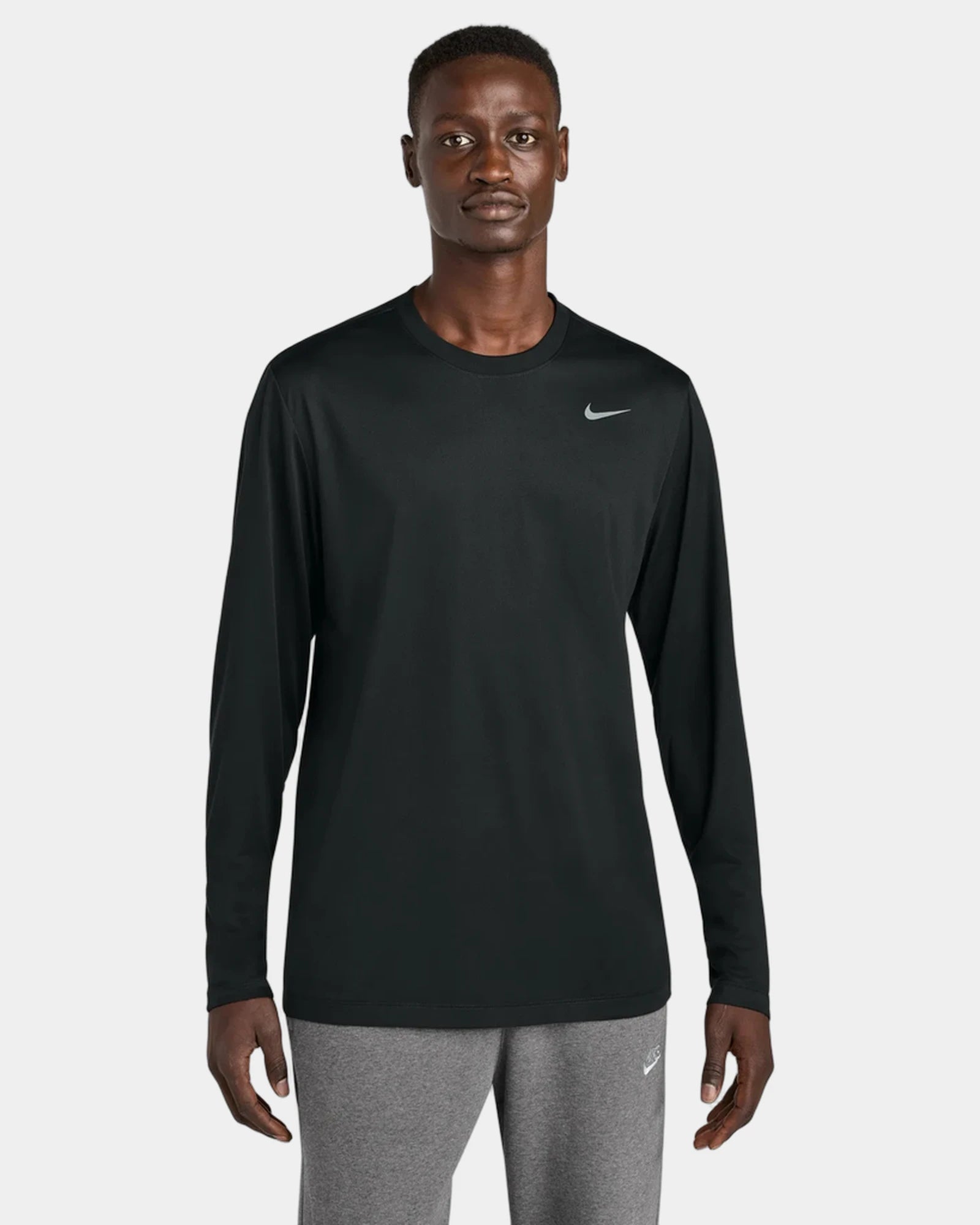 Custom recycled polyester long sleeve tee Nike Team rLegend - Black