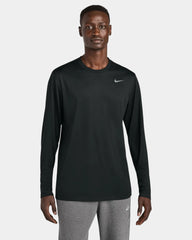 Custom recycled polyester long sleeve tee Nike Team rLegend - Black