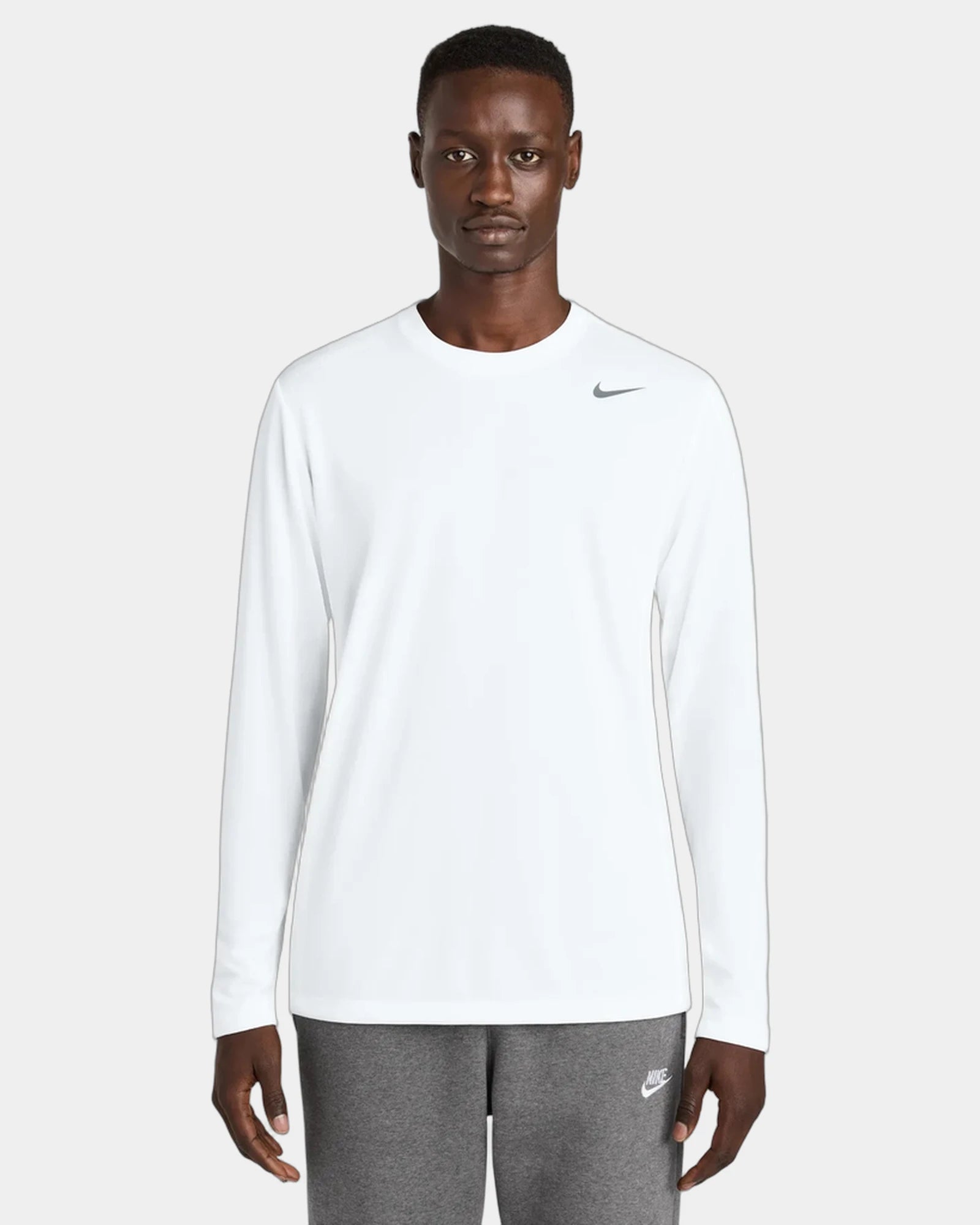 Custom recycled polyester long sleeve tee Nike Team rLegend - White
