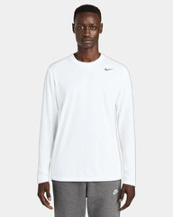Custom recycled polyester long sleeve tee Nike Team rLegend - White