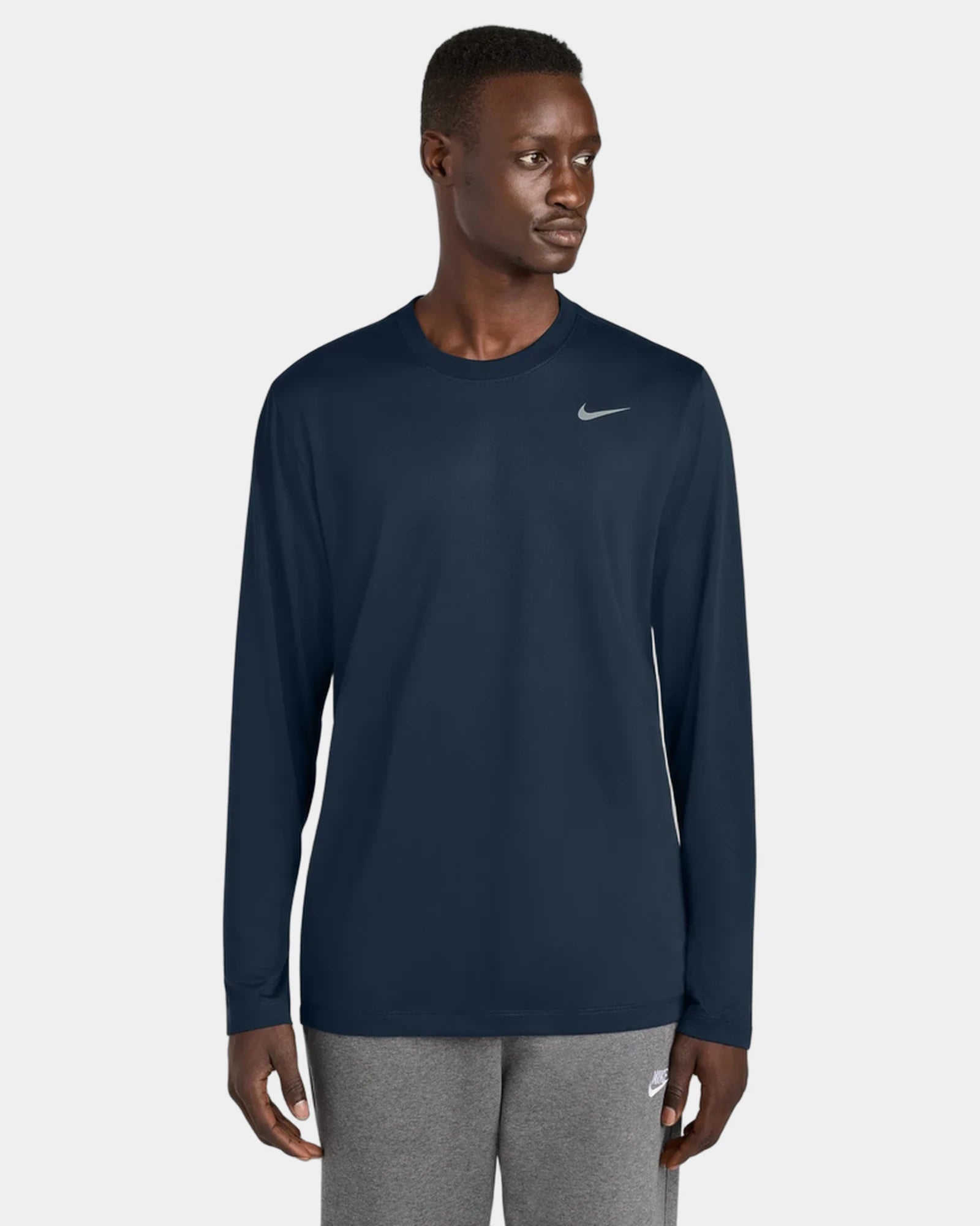 Custom recycled polyester long sleeve tee Nike Team rLegend - College Navy