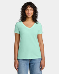 Custom fitted women's V-neck tee ring spun cotton blend - Mint