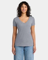Custom fitted women's V-neck tee ring spun cotton blend - Heather Gray