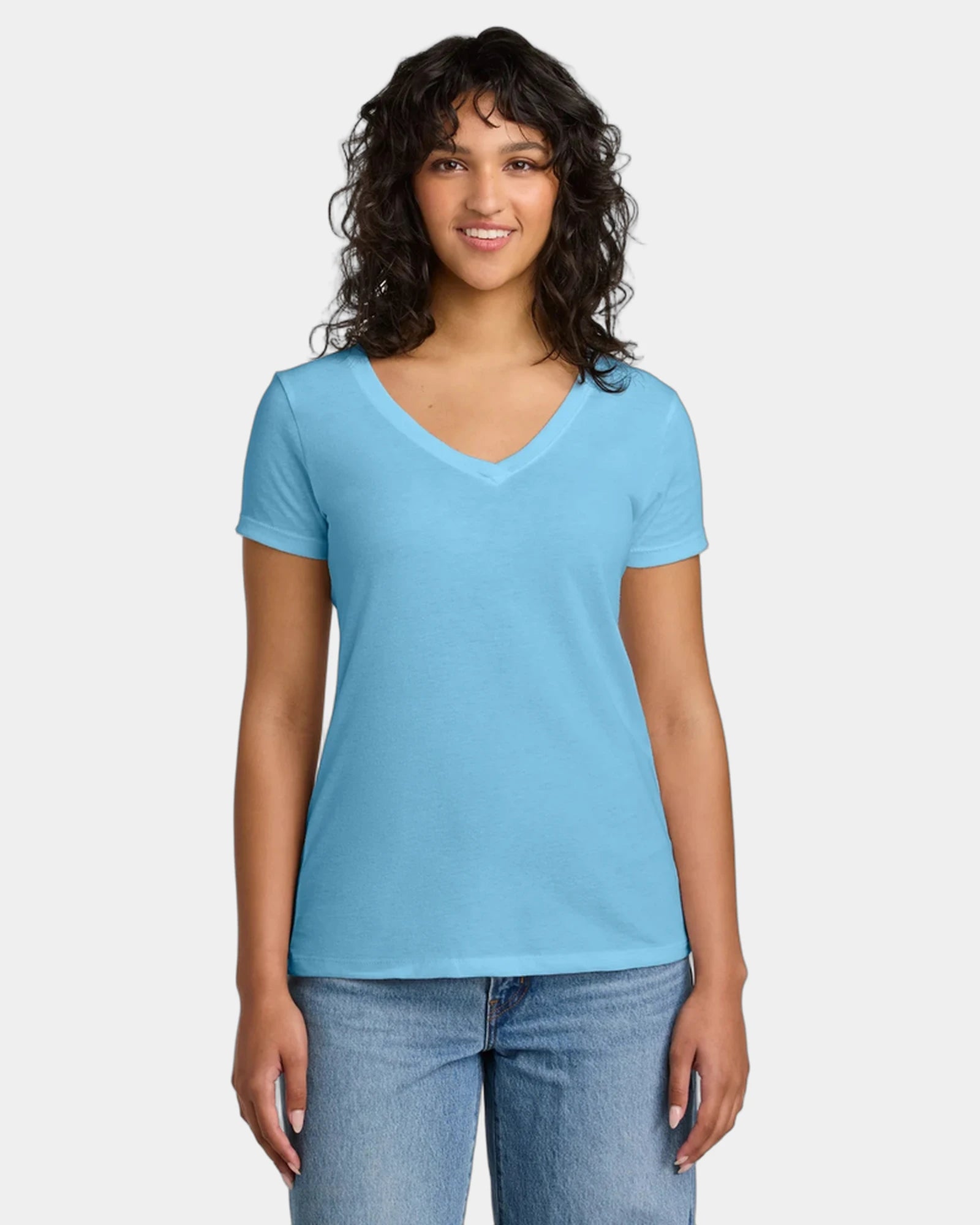 Custom fitted women's V-neck tee ring spun cotton blend - Cancun
