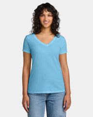 Custom fitted women's V-neck tee ring spun cotton blend - Cancun
