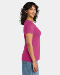 Custom fitted women's V-neck tee ring spun cotton blend - Raspberry