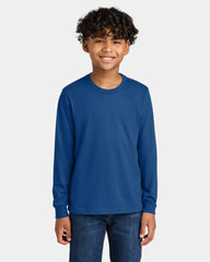 Custom cotton youth long sleeve tee crewneck collar - Royal