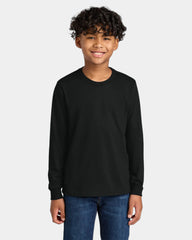 Custom cotton youth long sleeve tee crewneck collar - Black