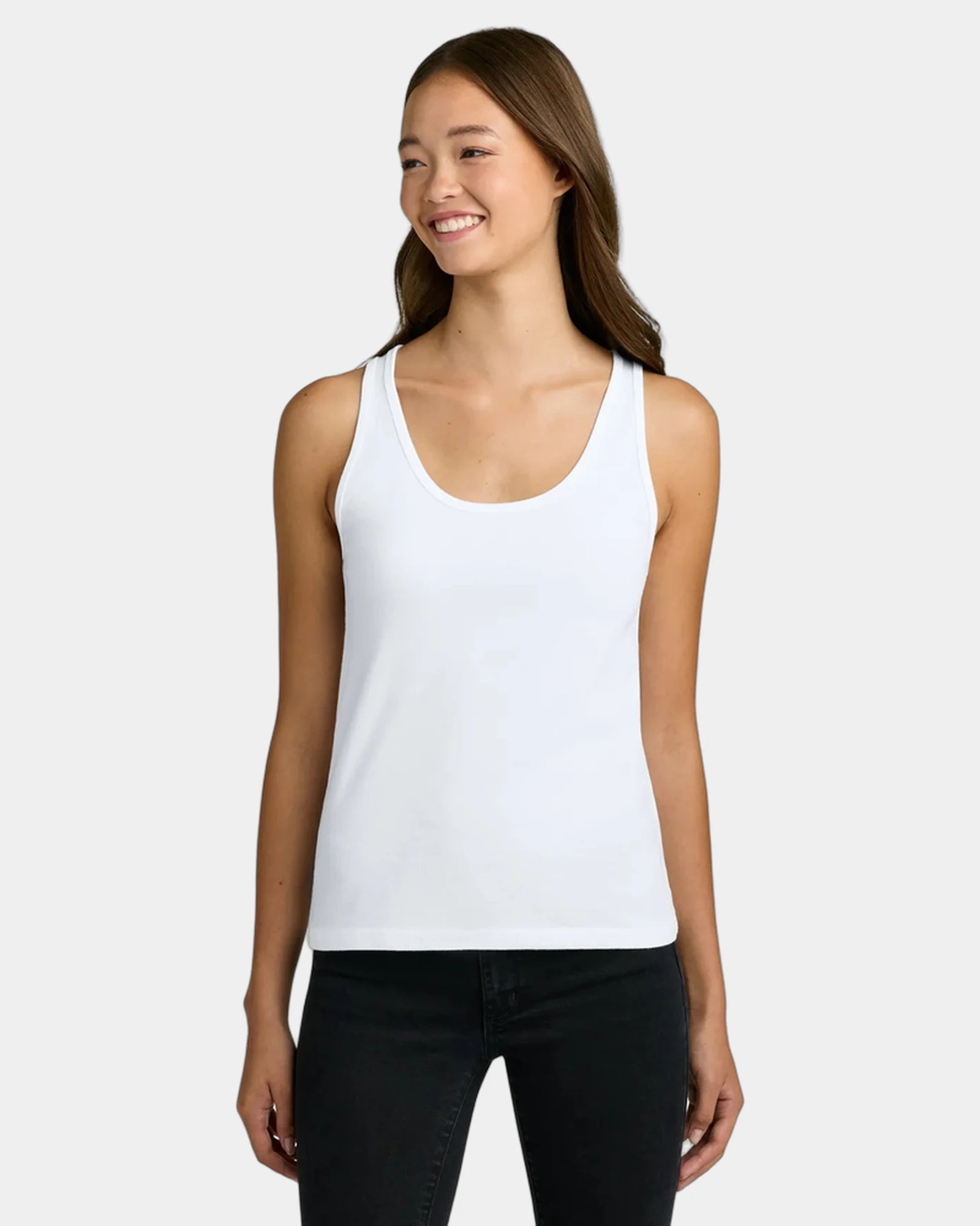 Custom cotton women's tank top side-seamed fit - White