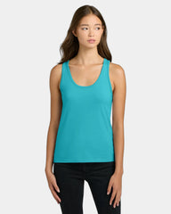 Custom cotton women's tank top side-seamed fit - Tahiti Blue