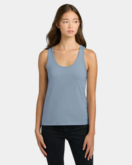 Custom cotton women's tank top side-seamed fit - Stonewash Denim