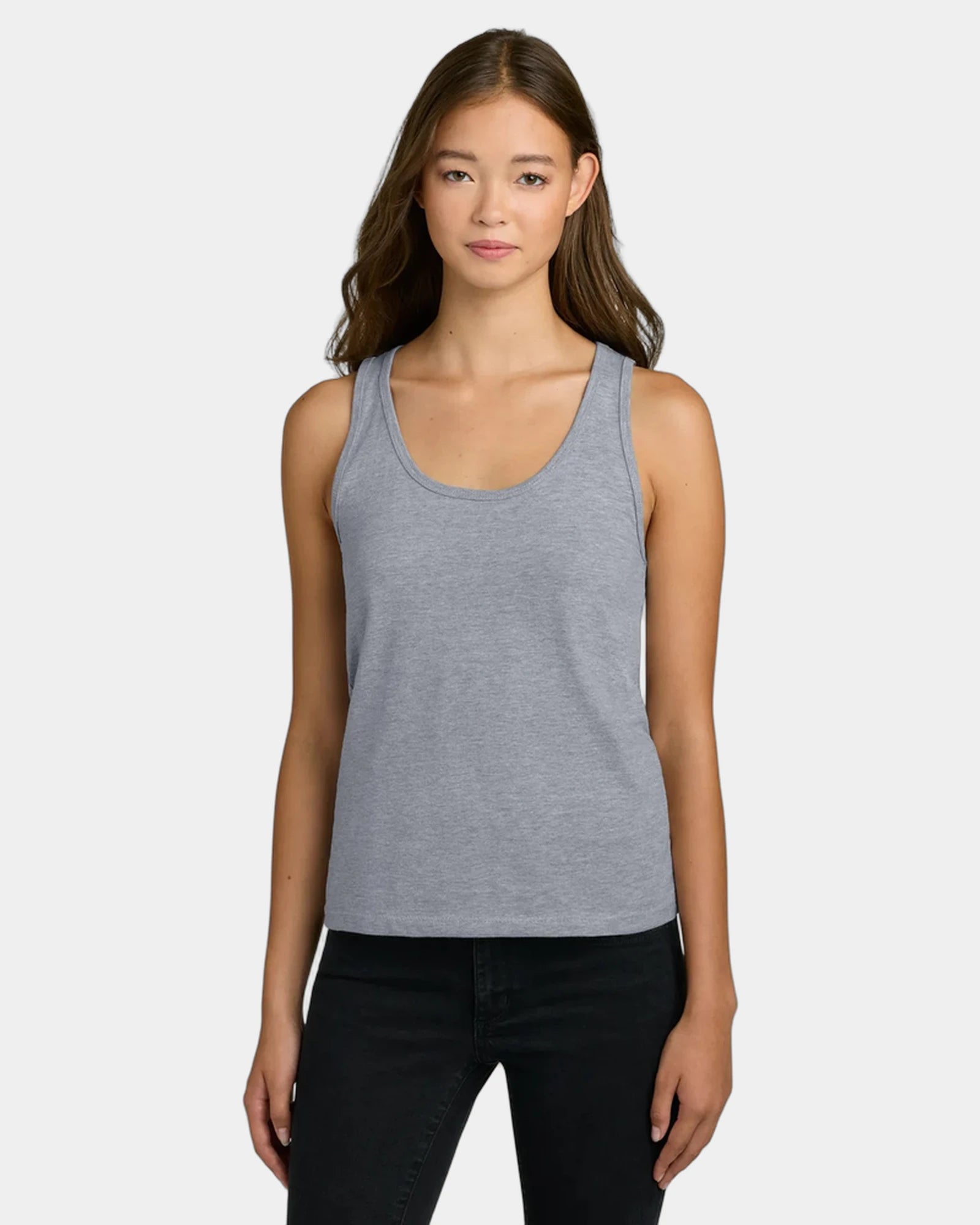 Custom cotton women's tank top side-seamed fit - Heather Gray