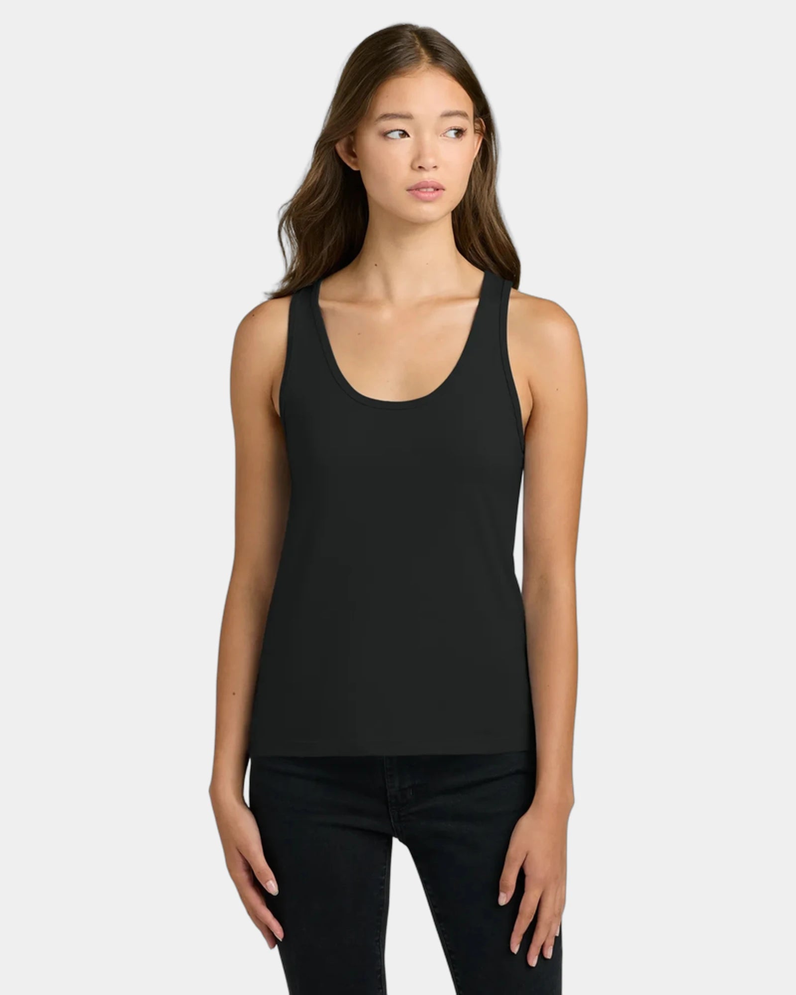 Custom cotton women's tank top side-seamed fit - Black