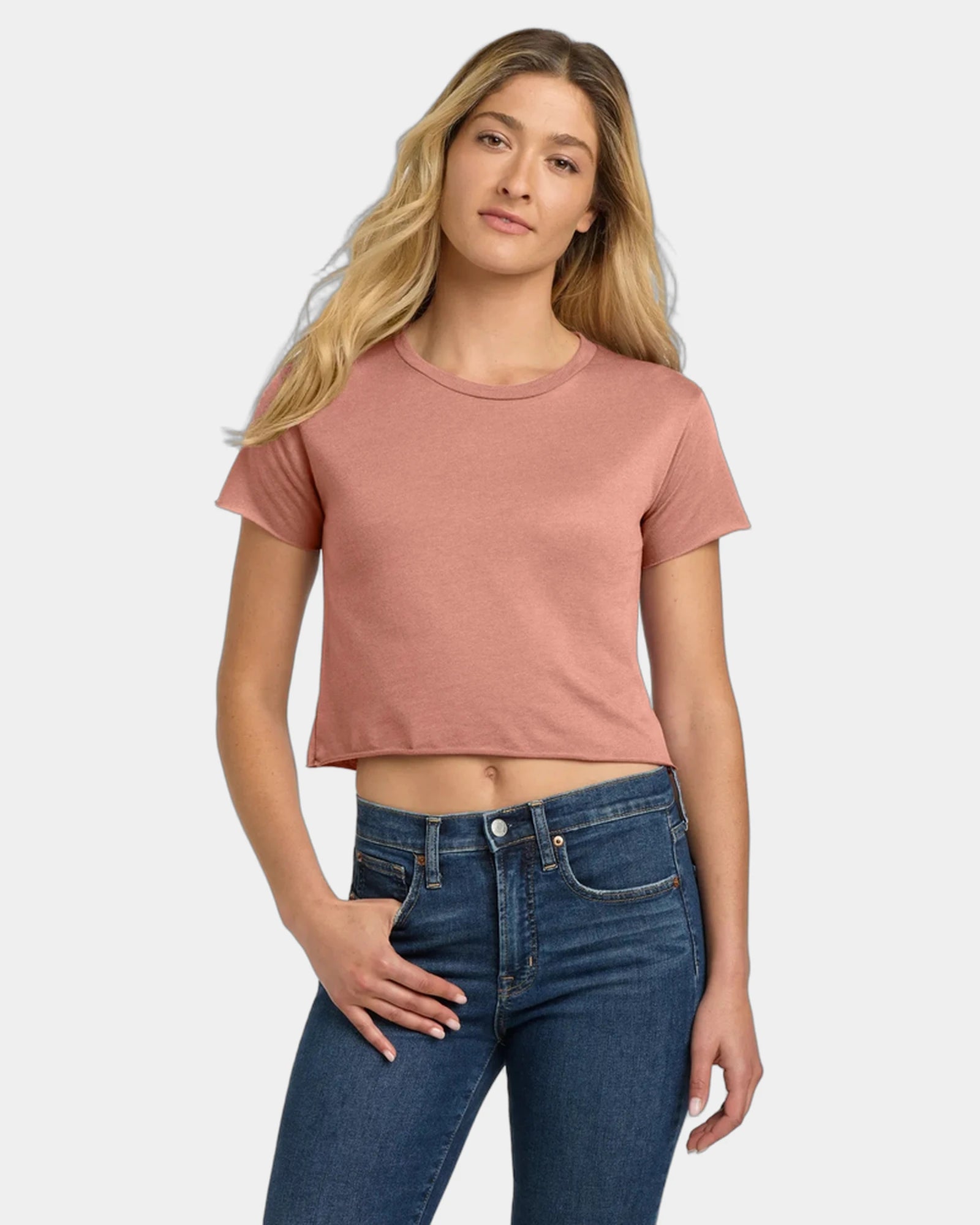 Custom poly-cotton women's cropped festival tee - Desert Pink