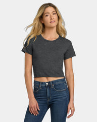Custom poly-cotton women's cropped festival tee - Charcoal