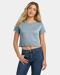 Custom poly-cotton women's cropped festival tee - Stonewash Denim