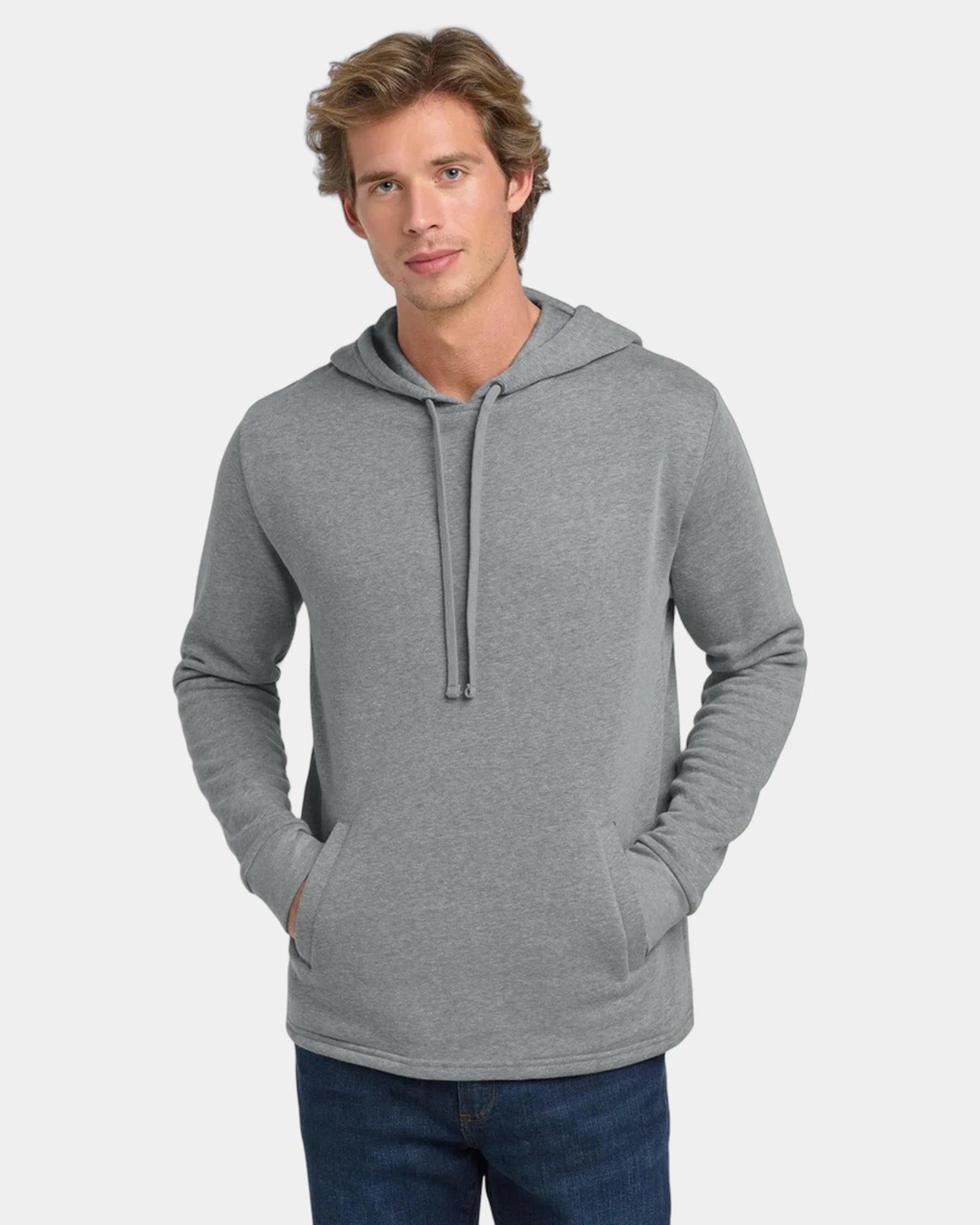 Custom pullover hoodie Malibu cotton-blend fleece - Heather Gray